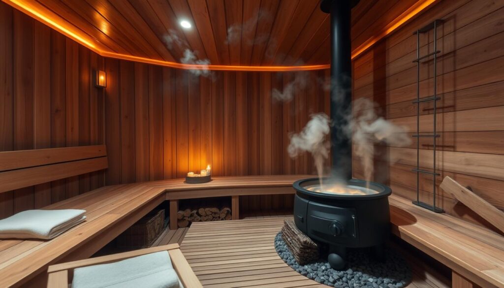 Sauna mit Holzofen Aufgusserlebnis